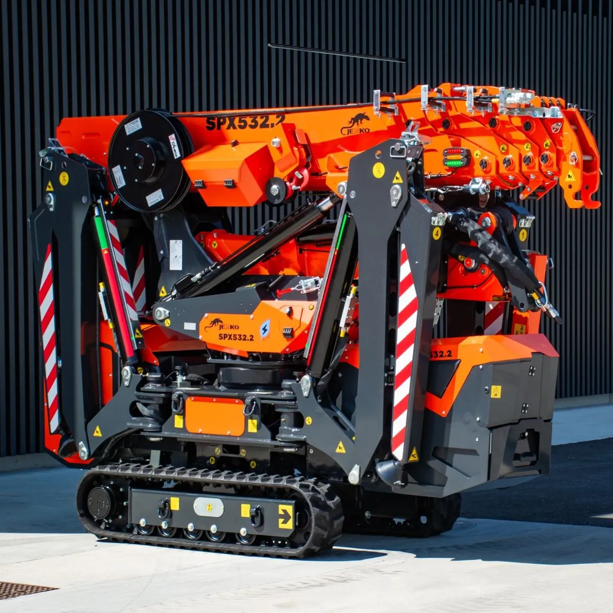 The SPX532.2 folded down on its tracks, ready to go through a doorway